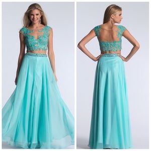 Dave & Johnny Prom Pageant Aqua Evening Gown